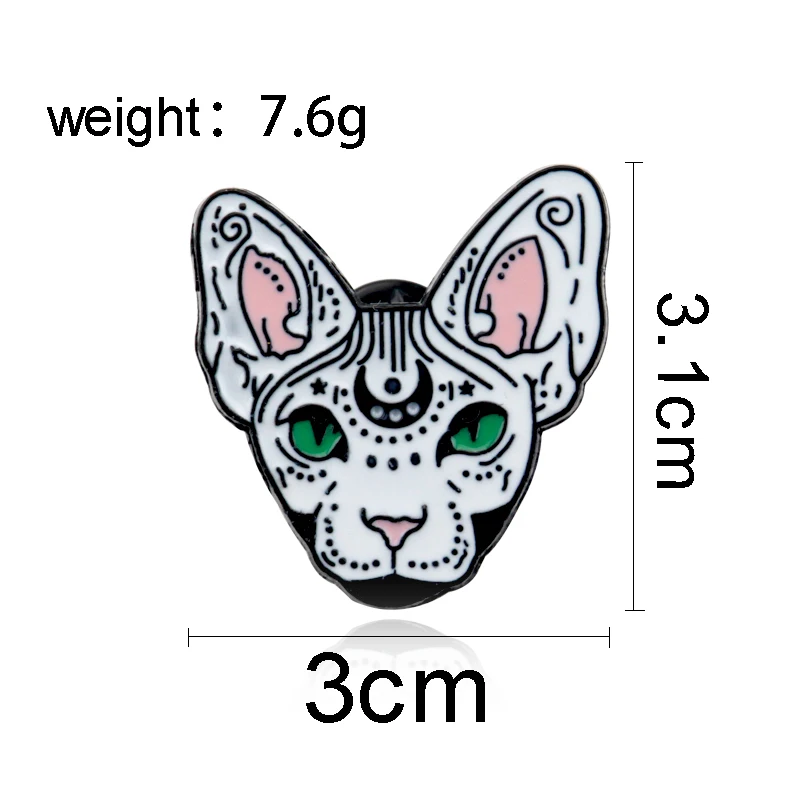 Mystical Cute Sphynx Cat Enamel Brooch Pins Badge Lapel Alloy Metal Fashion Jewelry Accessories Gifts