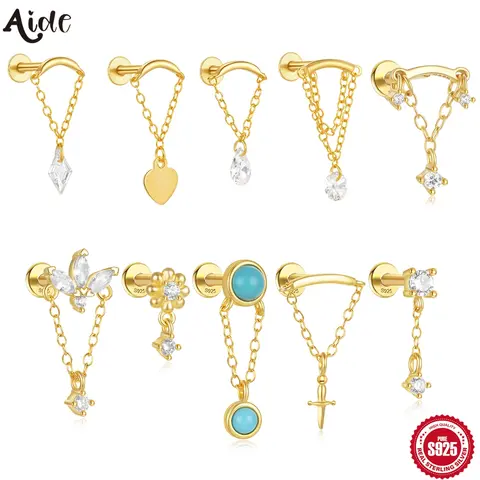 보좌관 925 스털링 실버 연골 스터드 여성 귀걸이 Septum 피어싱 지르콘 귀 후프 로브 Tragus Helix Jewelry Pendientes