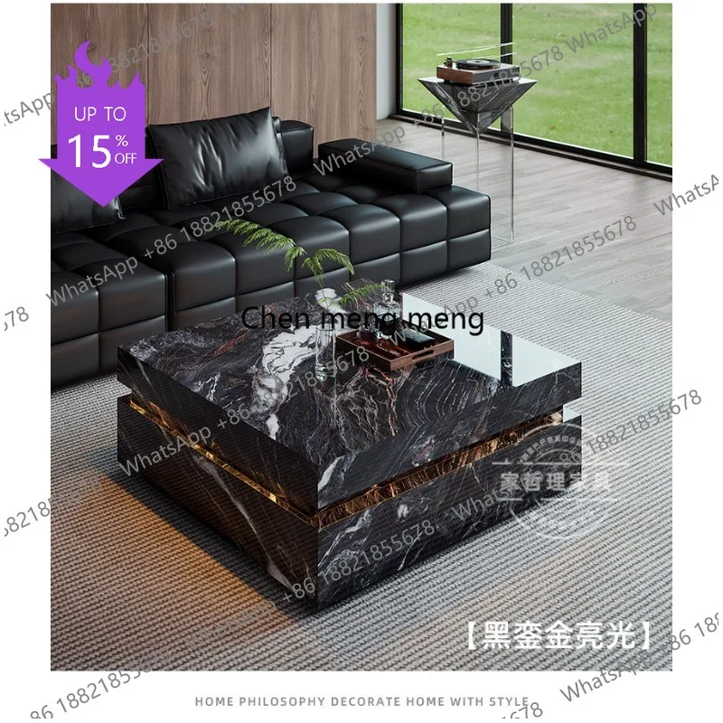 

Кофейный столик M45 в итальянском минималистичном стиле, высококачественный, в стиле лёгкой роскоши, из камня, подвесной, для гостиной, небольшой.