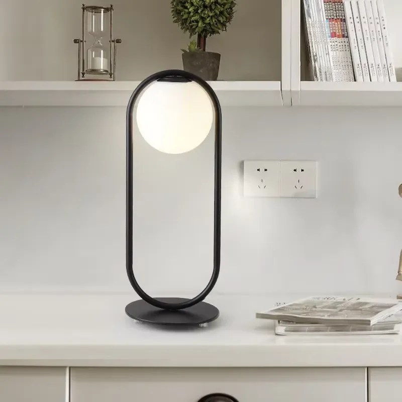 Creative Modern Simple LED Wrought Iron Desk Lamp for Bedroom Living Room Study Eye Protection Warm White Neutral Light E26