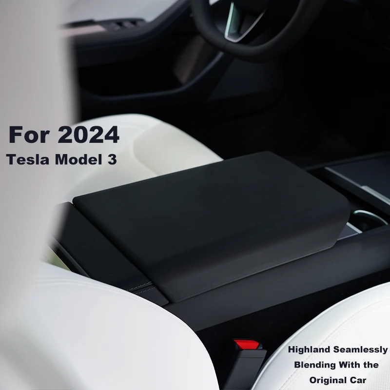 TPE Soft Case Car Center Console Arm Rest Lid Auto Central Armrest Box Pad Cover for 2024 Tesla Model 3 Highland Accessories