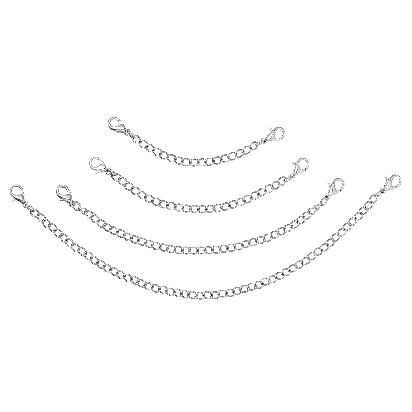 

4Pcs Stainless Steel Extender Chain Set Different Lengths Quick Connect Necklace Bracelet Extension Lobster Clasp DIY Jewelry
