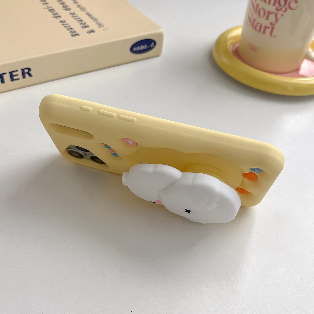 Niedliche 3D-Enten-Handyhülle mit Ständer für iPhone 17 16 15 14 13 12 Pro Max, stoßfeste weiche Silikonhülle mit Halterung – Detail 2
