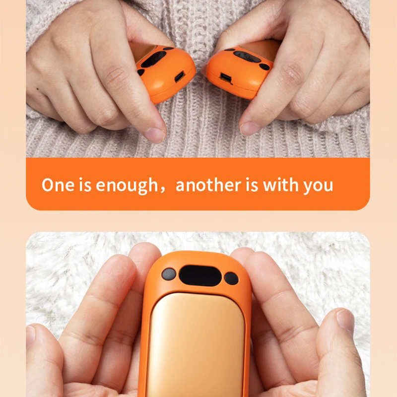 Magnetic Hand Warmer Rechargeable - 4 Colors (Orange/Pink/White/Black) Fast Heating 2-in-1 Pocket Heater for Winter Outdoor