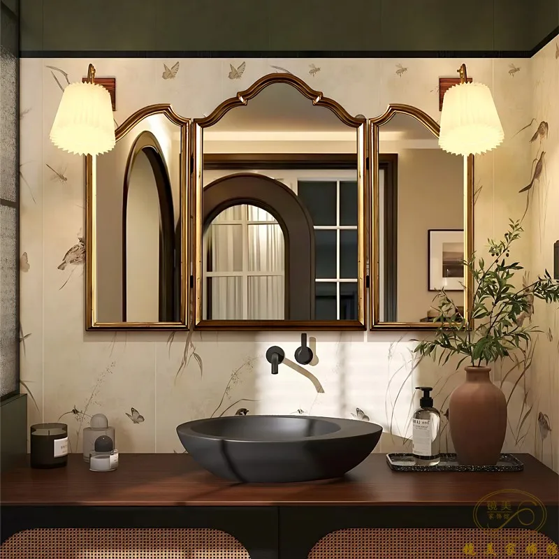 Modern Vanity Mirror Korean Funky Makeup Bathroom Bathroom Luxury Folding Mirror Travel Compact Compact Espelhos Home Decoration