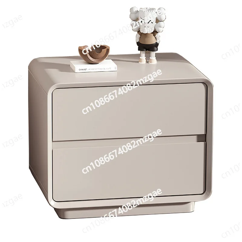 

Solid wood paint bedside table Modern simple light luxury high-end home bedroom Small bedside storage cabinet