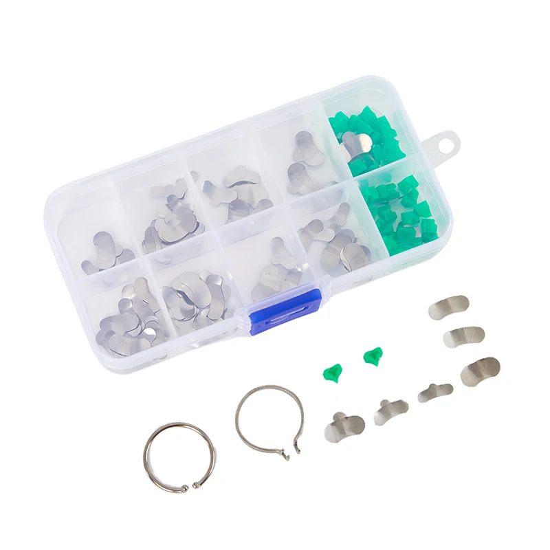 Metal Dental Matrix Anéis, secional contornado Matrizes Bandas, substituição de dentes completos, Dentsit, Oral Care, 140pcs por caixa