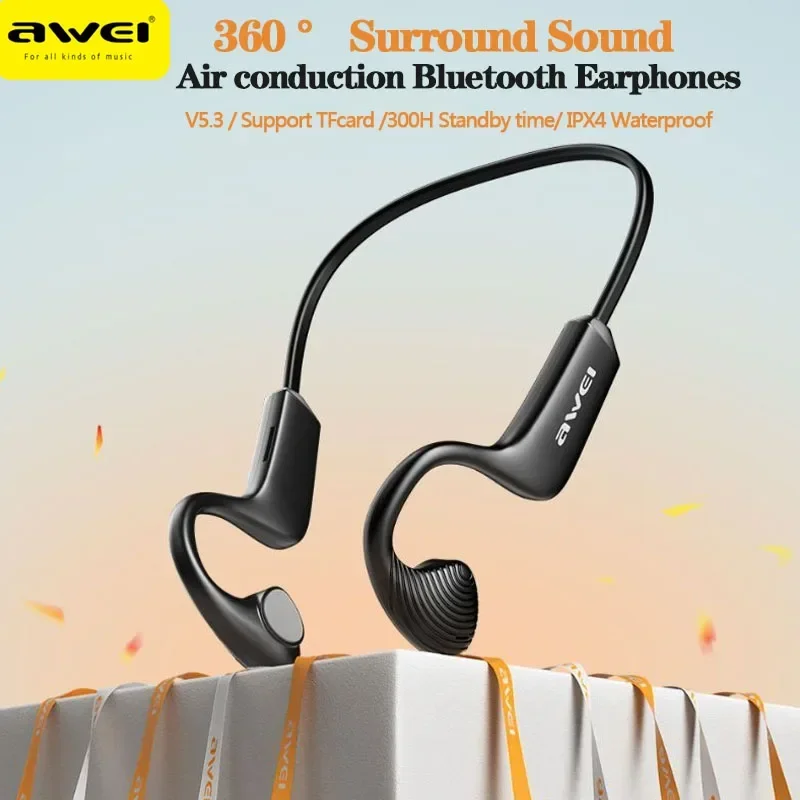 Awei A896BL Air Conduction Sports Headphones V5.3 Wireless Bluetooth Earphones Headset For IOS Android Earbuds Support  TF Card