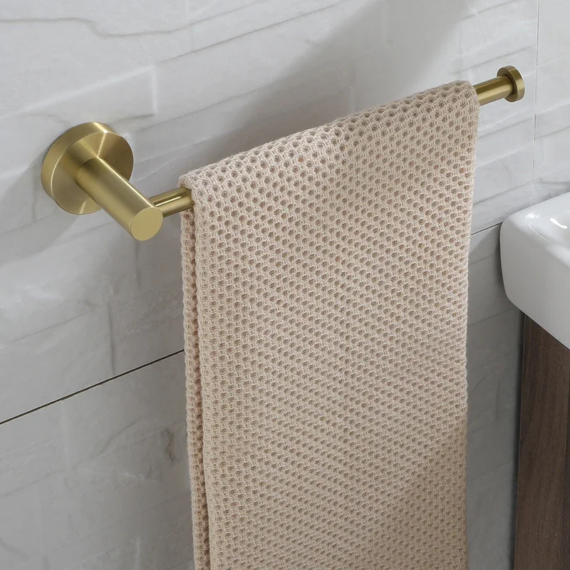 Luxury Brushed Gold Towel Ring Stainless Steel Towel Holders Wall Mounted Towel Shelf Rack Bathroom Accessories Fashion Design