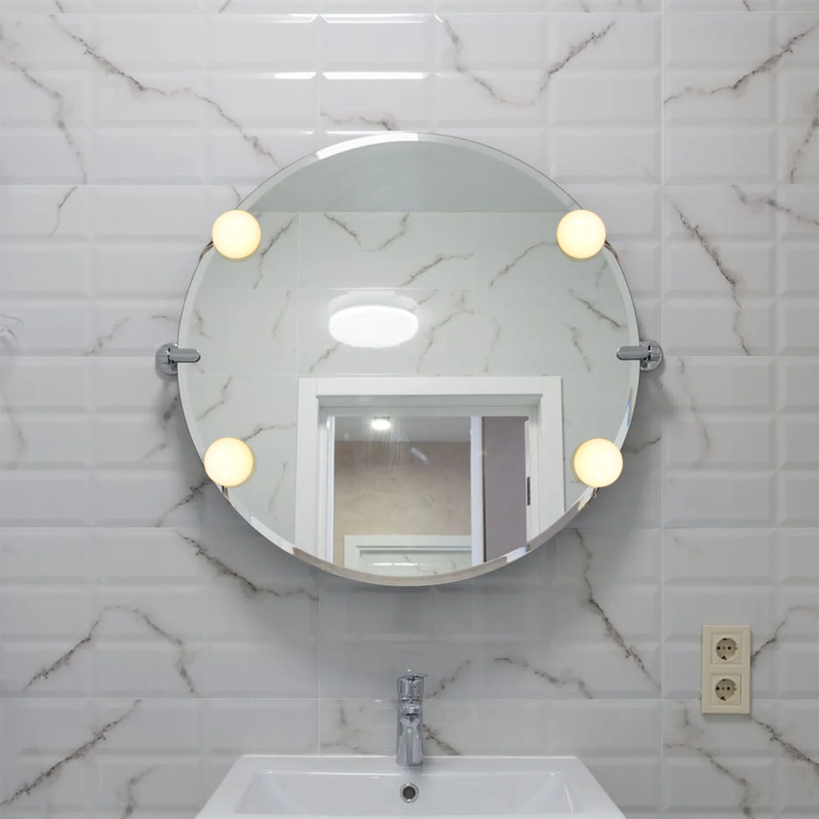 

1Set Makeup Light LED Adjustable Brightness Adhesive Paste Mirror Front Light for Dressing Cabinet Mirror Front Lamp