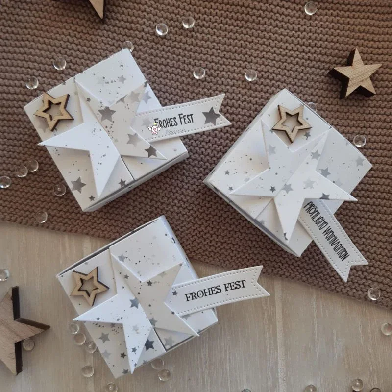 Troqueles de corte de metal Piggy Craft, molde de troquel de corte, caja de regalo de estrella plegable 3D, molde artesanal de papel para álbum de recortes, plantillas de hoja, 1 ud.