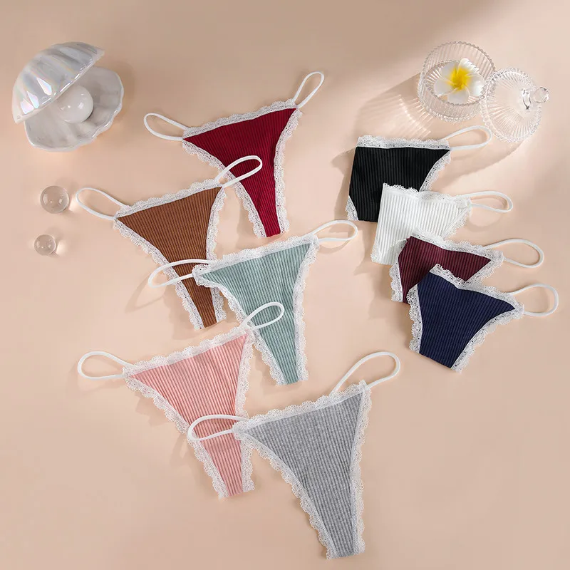 

Sexy Cotton Lace Thong Low Waisted Comfortable Breathable T Back Panties