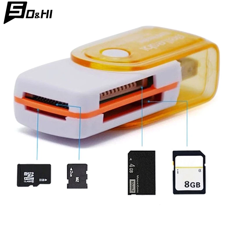 1Pcs High Speed Multi-Function USB Card Reader 4 in 1 For MS MS-PRO TF Micro Memory Card Smart Reader