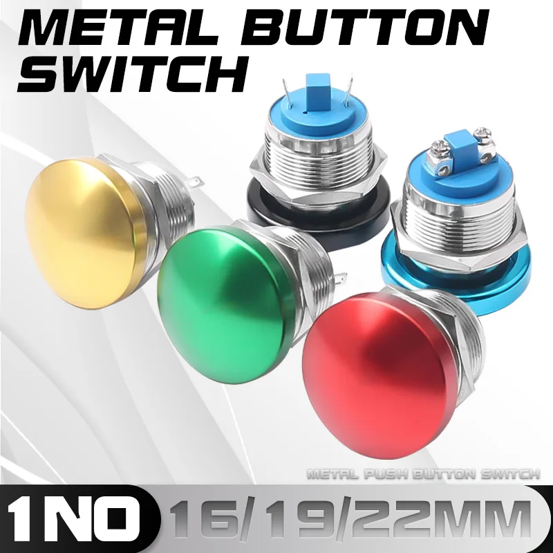 

Mushroom Head Metal Push Button Switch 16/19/22MM 1NO Self-Reset Momentary Screw Foot Welding Foot Red/Yellow/Blue/Green/White