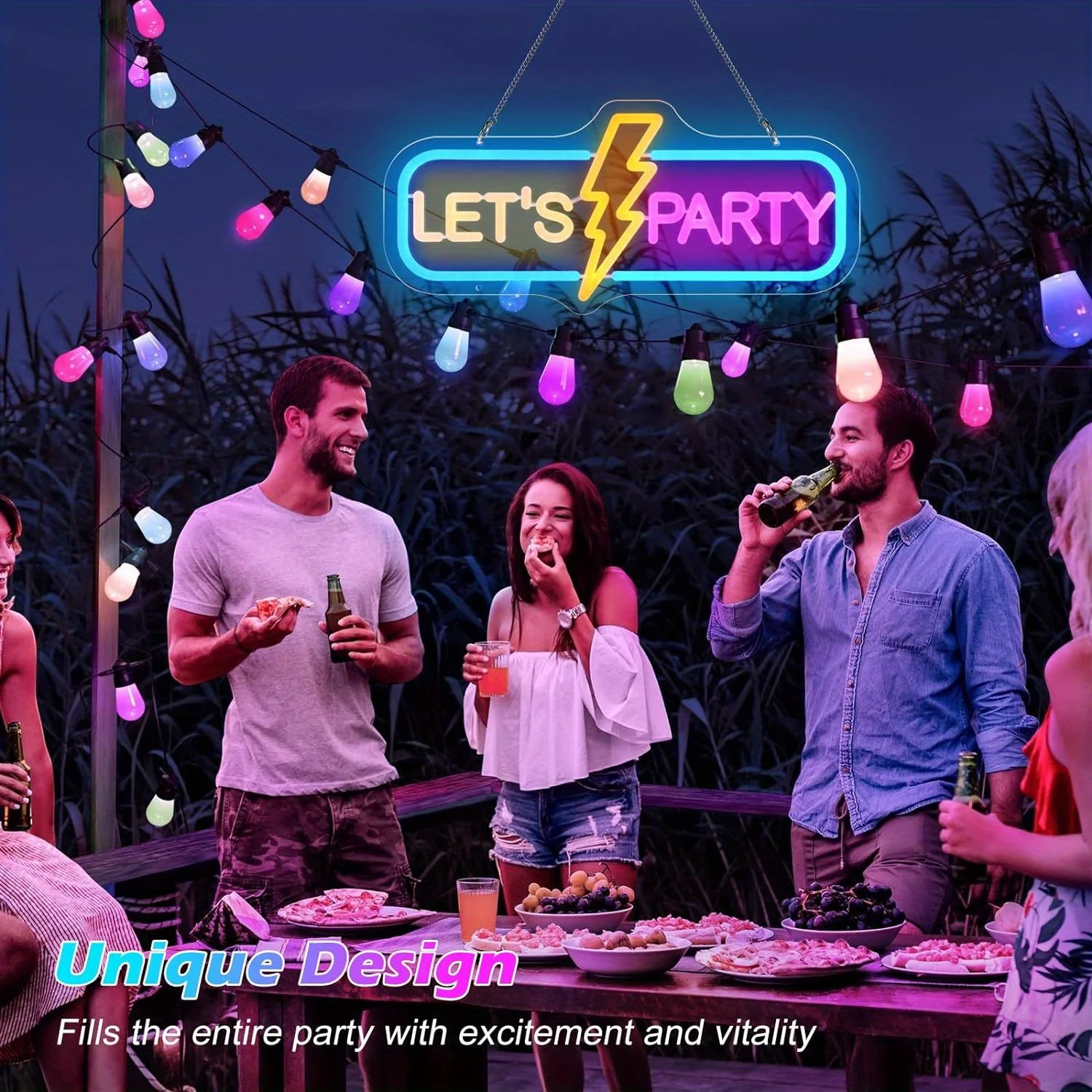 Lets Party Neon Signs Dimmable Neon Lights Sign Party Decor Light Up Signs for Wall Decor Birthday Wedding Engagement Party Gift