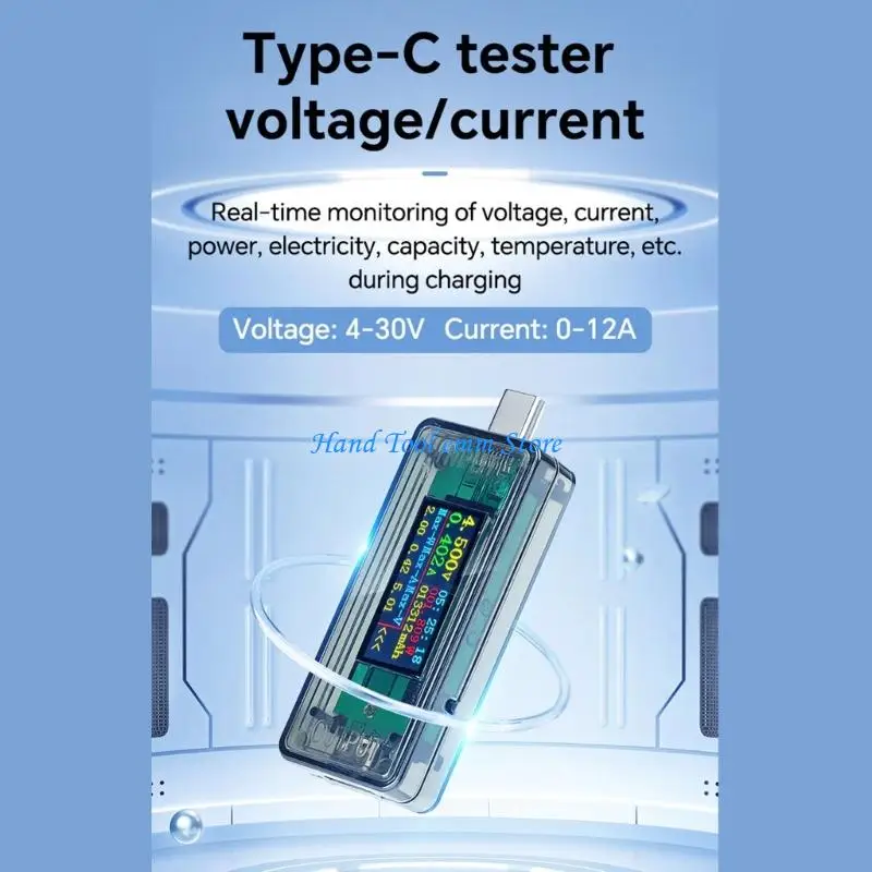 H37F Intelligent USB C Voltages Current Tester with Dynamic Display and Overheat Protections for Gadgets and Laptops