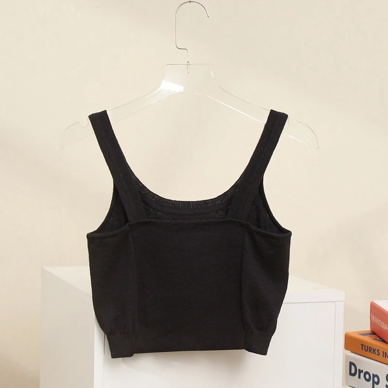 T-shirt y2k spring/summer Saturn embroidered cotton sleeveless camisole Women\'s tube top2024korean fashion Short crop top women