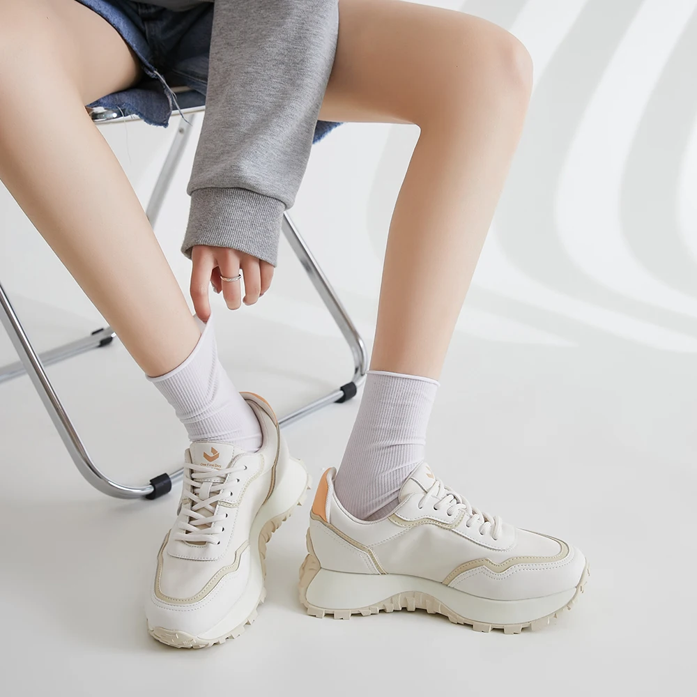 SOMILISS Women Chunky Sneakers Genuine Leather Satin Breathable Comfortable Spring Summer Ladies Fashion Platform Casual Shoes