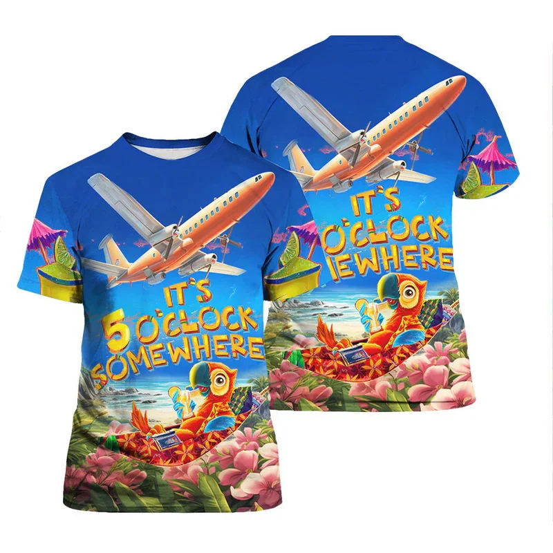 Summer 3D Cute Animals Parrots Printing T Shirt Funny Parrot Graphic Short Sleeves Kid Fashion Streetwear T-shirts Mens Clothing