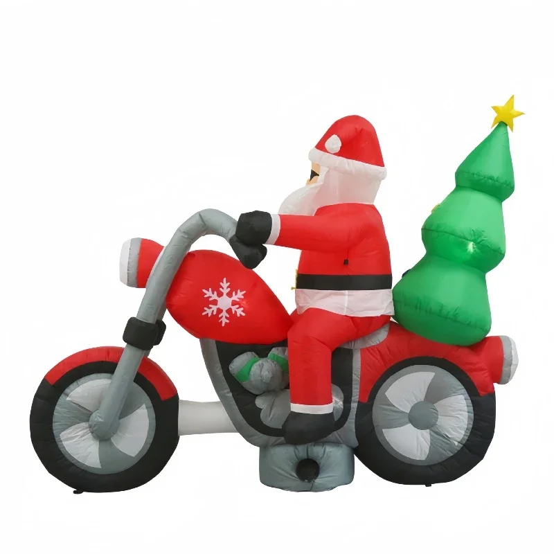 

Spot 1.8m Santa Claus riding motorcycle inflatable air mold LED luminous outdoor courtyard holiday party decoration