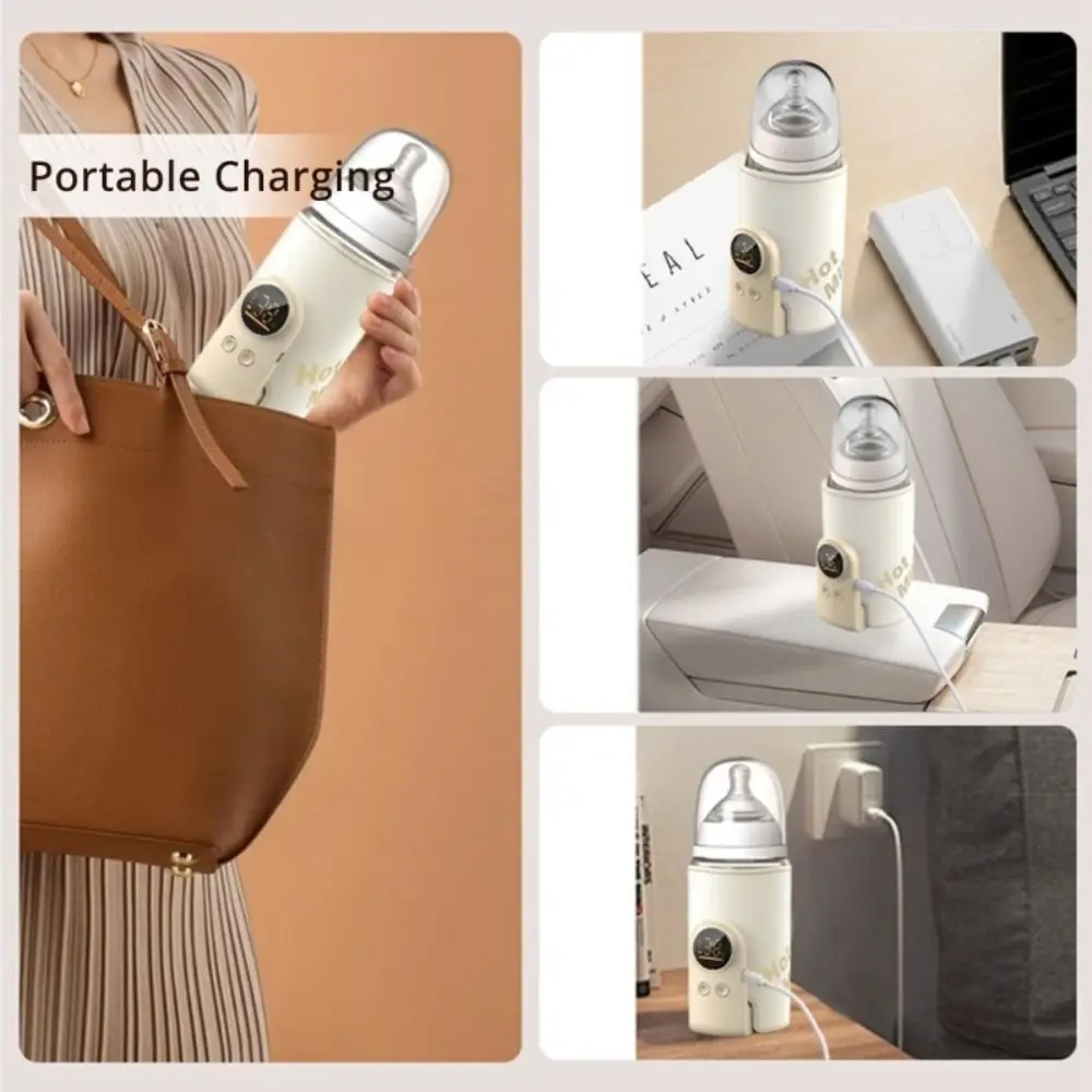 Constant Temperature Bottle Warmer Digital Display Wireless Bottle Insulation Cover Rapid Warming Milk Warmer Car Mount