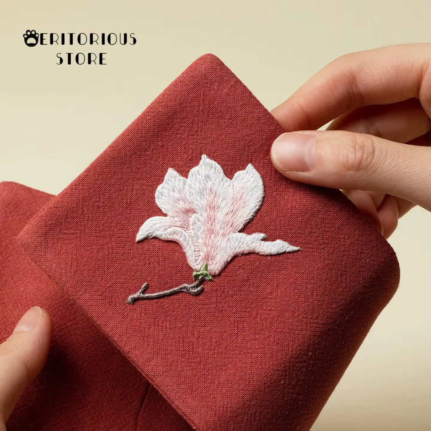 Embroidered Magnolia Tea Towel Napkin Vintage Ceremony Chinese Towels Accessories Cotton Teatowel Napkins Tools Supplies Canvas