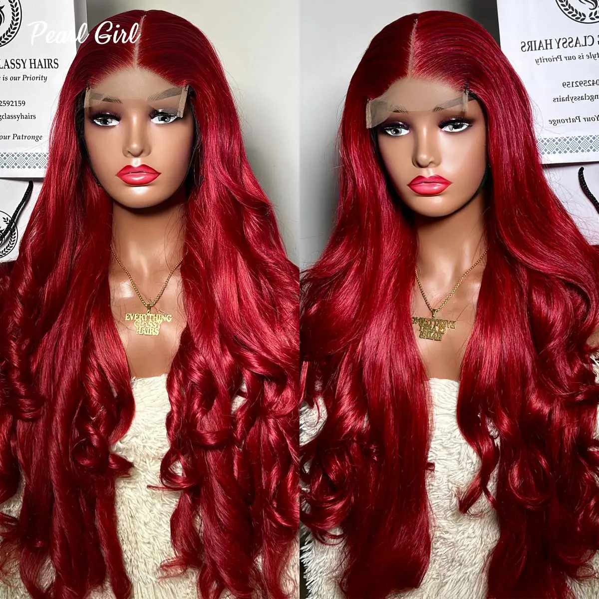 

99j Burgundy 13x6 Loose Bouncy Curly Human Hair Wigs Brazilian Pre Plucked 360 13x4 HD Lace Front Wigs for Woman Glueless Wig