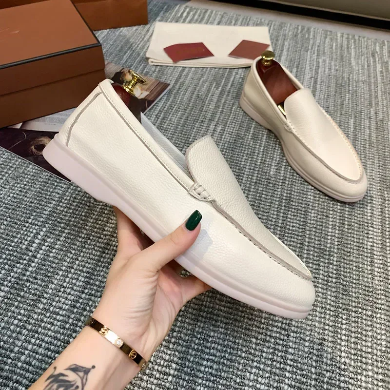 EAEOVNI luxe schoenen stiksels heren rubber geen casual volwassen flats damesschoenen leer dames loafers heren platte schoenen