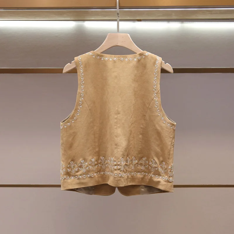 ANJY Spring Summer New Women High-End Stylish Embroidered Floral Design Loose Vest Trend Elegant Fashion Casual Waistcoat A23022