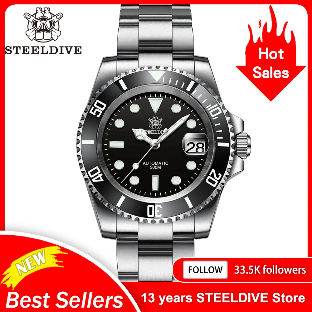 SD1953 Venta caliente bisel cerámico 41mm Steeldive 30ATM resistente al agua NH35 Reloj de buceo automático para hombre Reloj