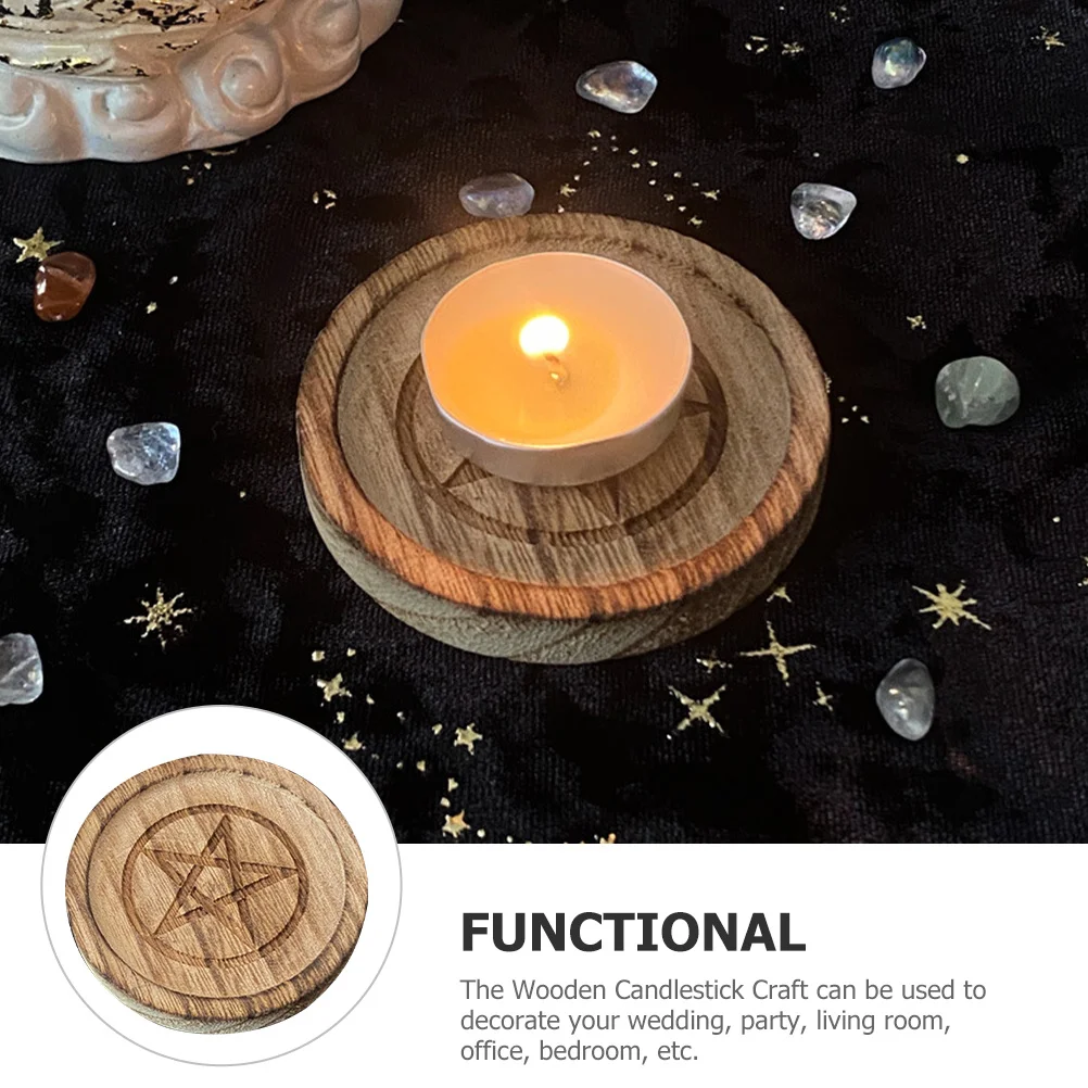 

Wooden Candleholder Rustic Elegant Style Stand Decoration Wedding Party Bedroom Desk Display Holder Candlestick Wood