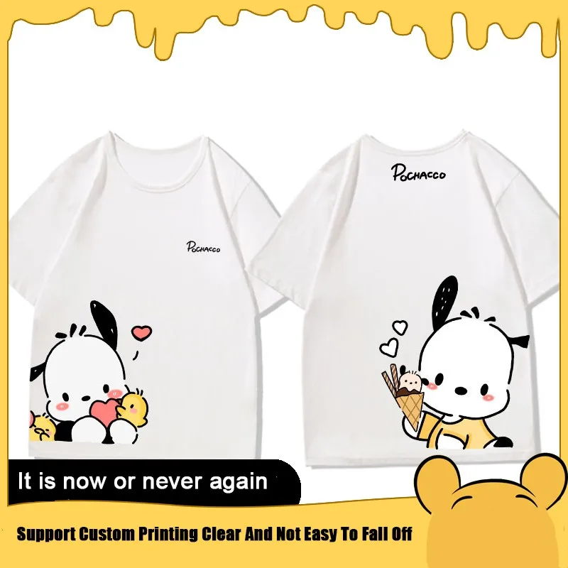 Sanrio Pacha Dog Co-short Sleeve T-shirt Women's Trend Cartoon Printed T-shirt Loose Casual Suit Clothes