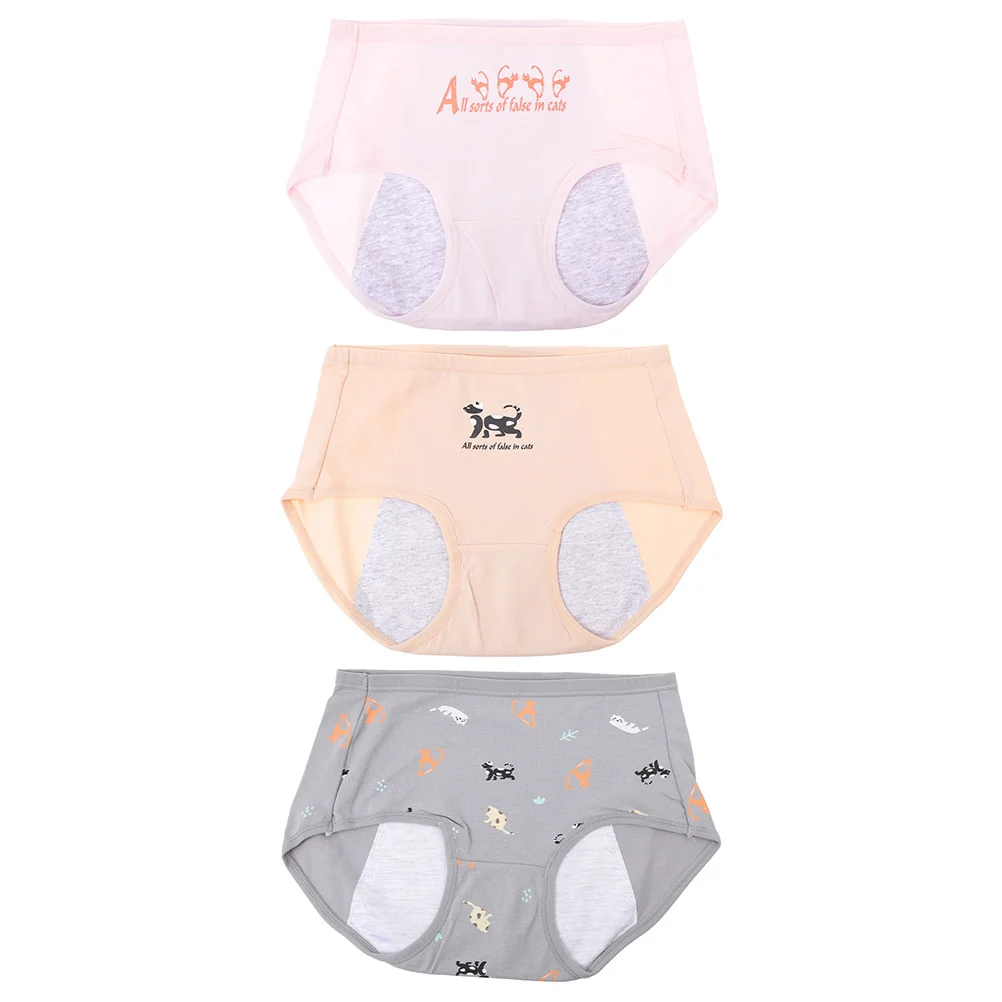 

3 Pcs Period Panties Women Menstrual Girl Middle Waist for Cotton Spandex Female Comfortable Women's Underpants