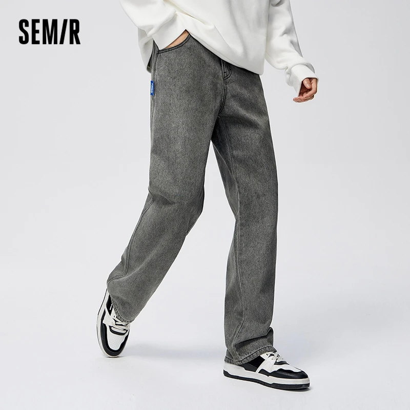 Semir Jeans Men 2023 Spring New Comfortable Pure Cotton Men Trousers Casual Retro Wide Leg Straight Pants Trend