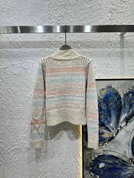 Autunno nuovo prodotto colore gradiente Cardigan ricamato moda Versatile morbido e confortevole ragazza vento luce lusso grazia dolce