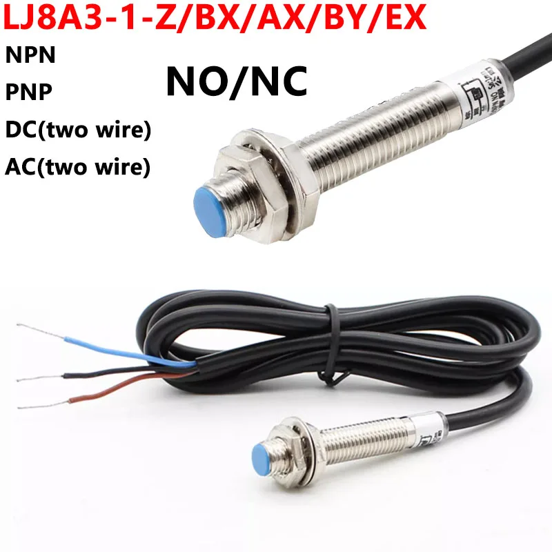 

LJ8A3 Inductive Proximity Switch Sensor Switch M8 1mm 2mm NPN PNP 6-36V Open Close NO NC BX/BY/AX/AY/EX/DX/EZ/DZ Metal Switch