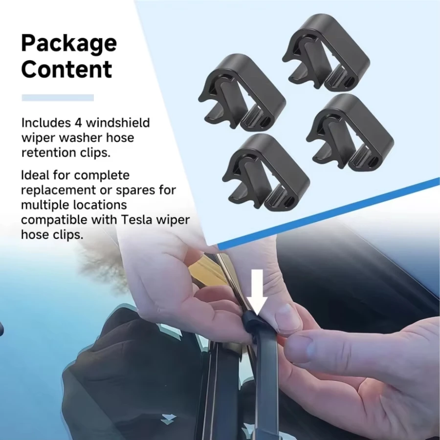 

4PCS Windshield Wiper Washer Hose Retention Clips For Tesla Model 3 Y Highland Juniper 2017-2025 Wiper Arm Spray Pipe Tube Hold