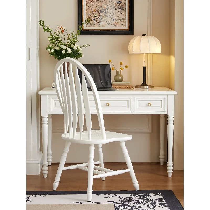 

Kanas American all-solid wood desk writing desk computer desk with bookshelf storage rural retro light luxury