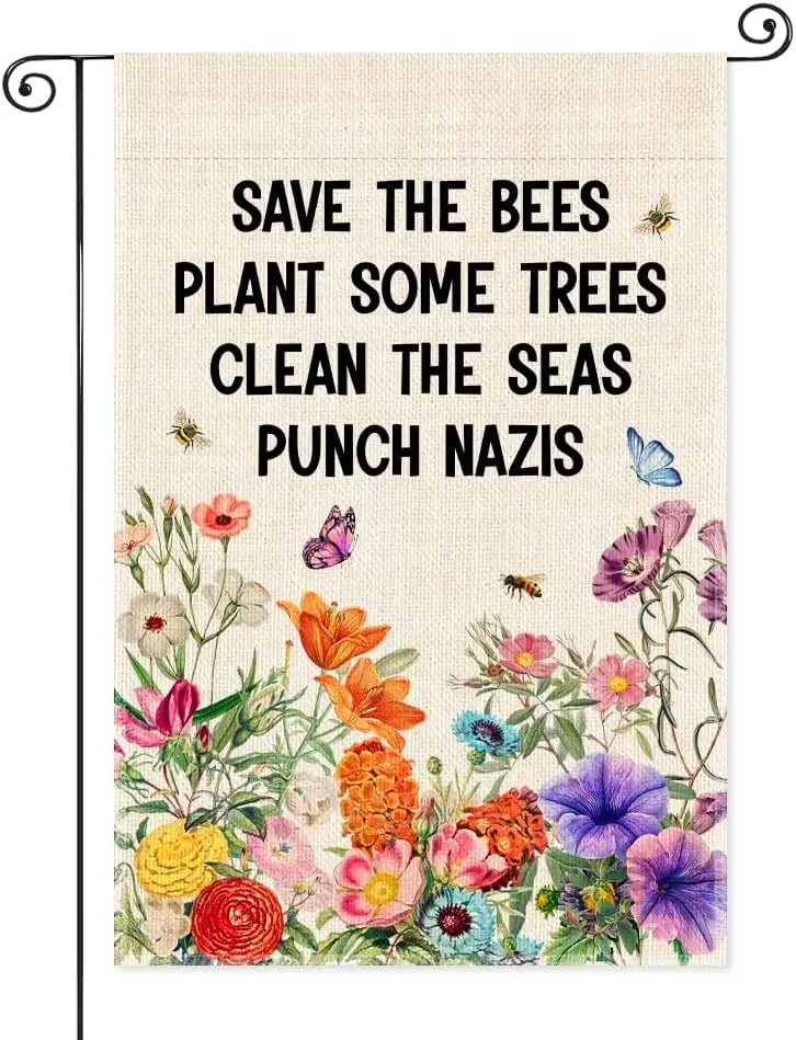 Save The Bees Plant Some Trees Garden Flag, Double Sided Home Farmhouse Yard Outdoor Lawn Decor Banner, Native Plants Yard F jjp