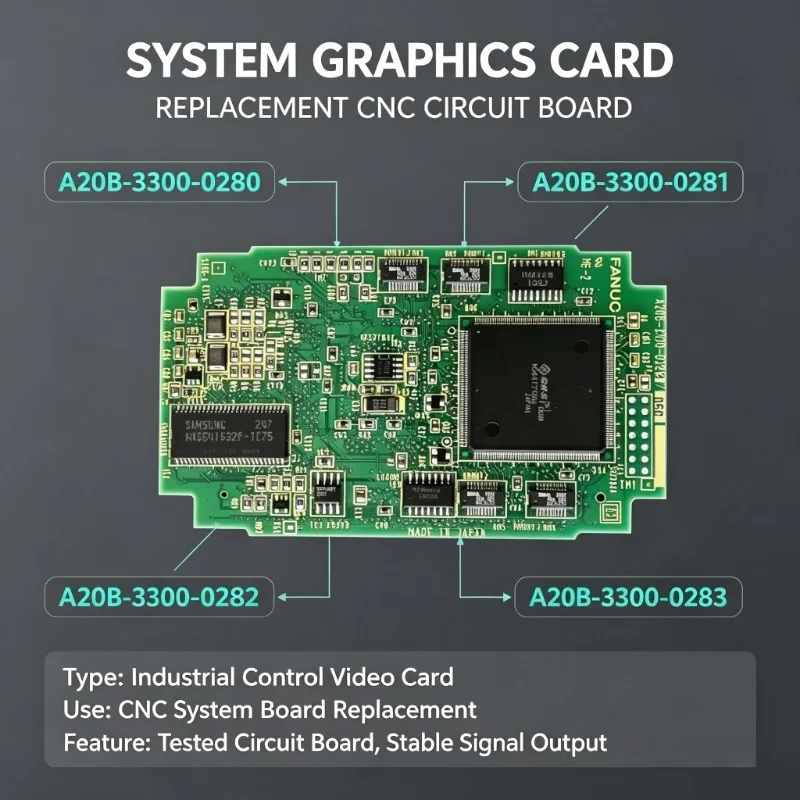 A20B-3300-0280 0281 0282 0283 System Graphics Card, Replacement CNC Circuit Board, Tested Industrial Control Video Card