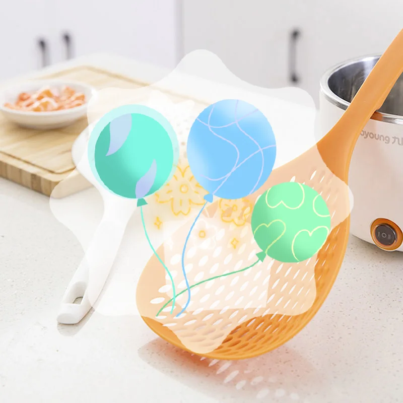 النمط الياباني المعكرونة مصفاة أواني الطبخ ملاعق الفاكهة للمطبخ تجفيف غربال الغذاء مقبض طويل صافي ملعقة