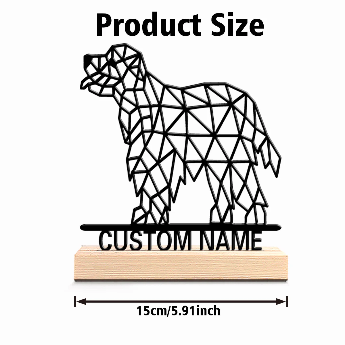 1pc Thriller Personalized Custom Saint Bernard Metal Statues Modern Wooden Base Decor for Office Living Room Nature-Inspired