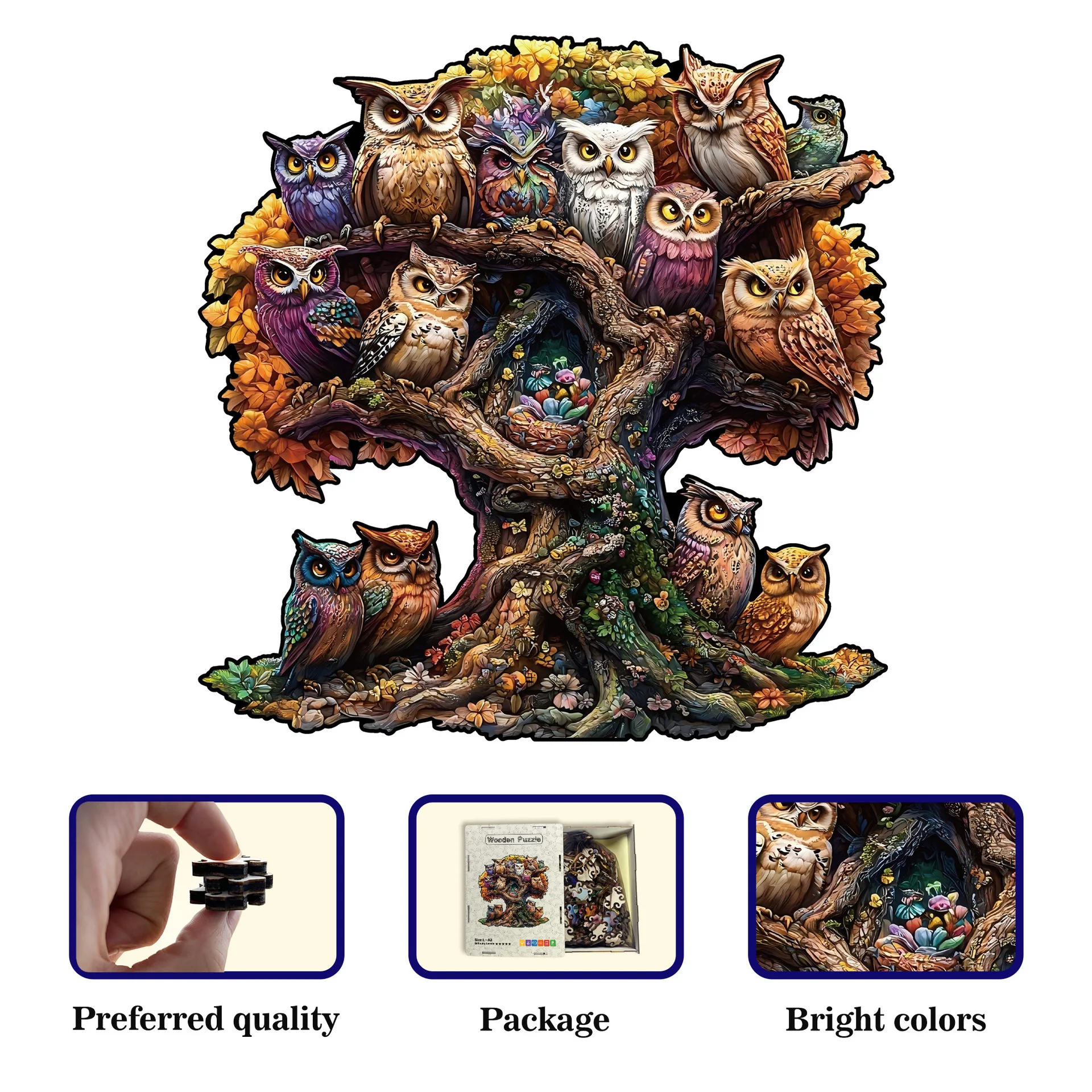 138/209 قطعة ألعاب ألغاز البومة الفريدة على شكل بومة لغز لديكور المنزل ألعاب تعليمية ممتعة هدايا عيد الميلاد للأطفال والكبار