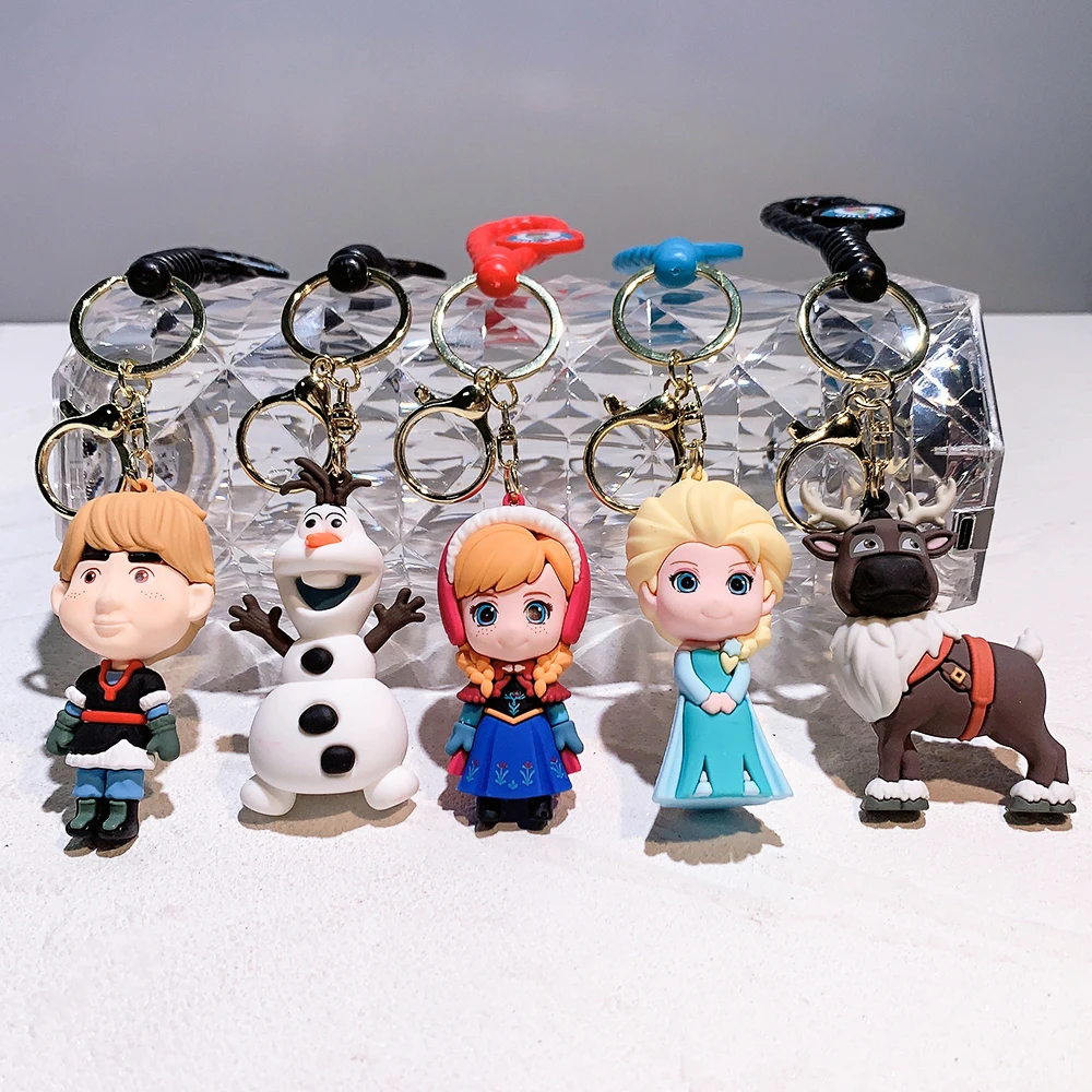 Disney Frozen Keychains Elsa Anna Anime Kristoff Olaf Key Ring Collection Doll Bag Car Keychain Christmas Birthday Gifts