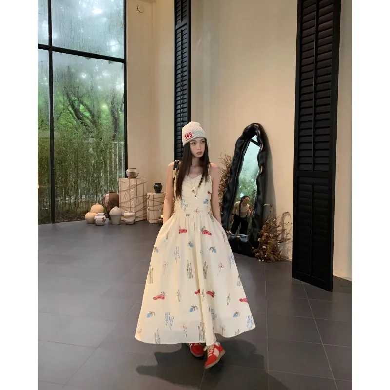 Camis Dress Off Shoulder Embroidered Slimming A-line Skirts Korean Fshion Hot Girl Dresses Trendy Young Lady Preppy Clothing