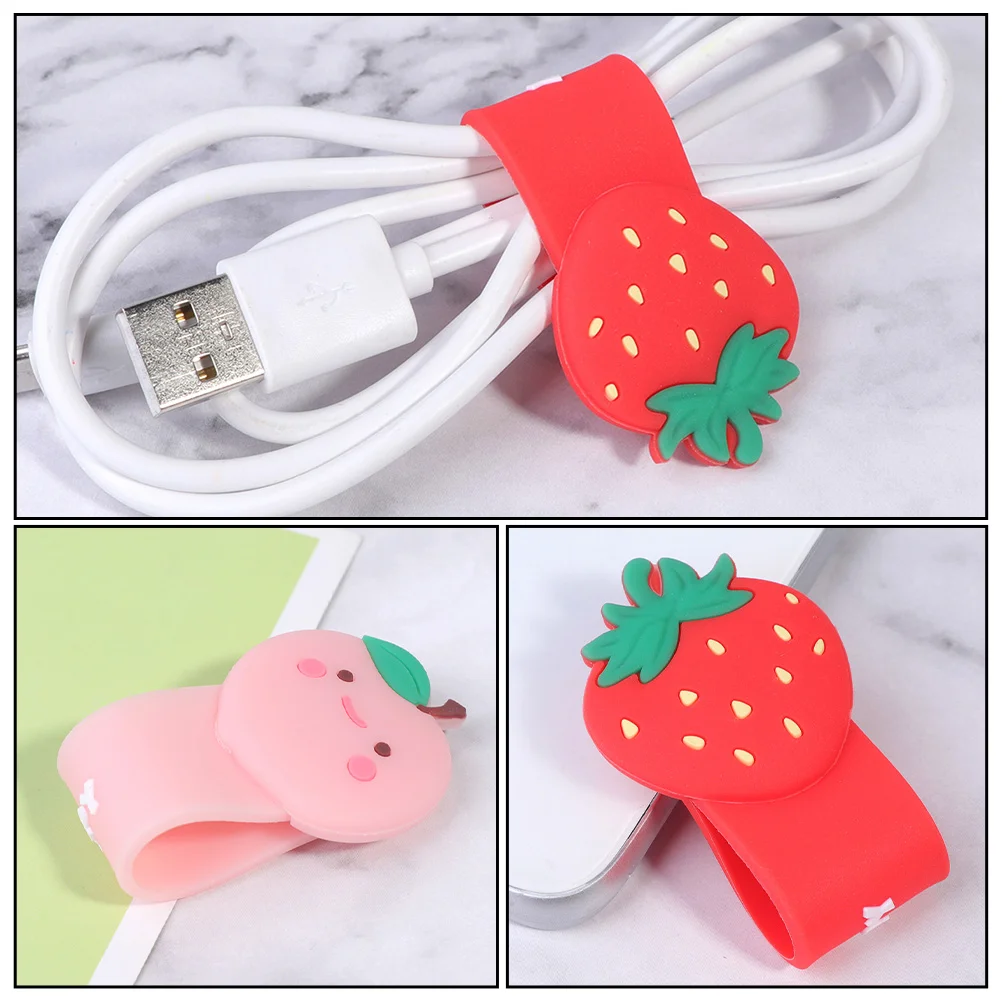 

2Pcs FruitShaped Silicone CableOrganizers Durable CordManagement Ties DeskAccessories Supplies WireWrappers Cellphone
