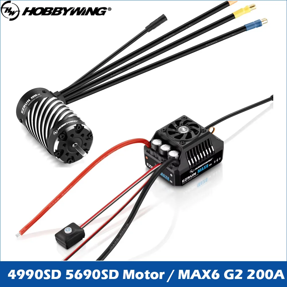 Hobbywing EZRUN MAX6 G2 200A 3-8s Brushless Sensored ESC w/ EZRUN 4990SD 5690SD G2-1650KV 1250KV Motor For 1/5 1/6 1/71/8 Car