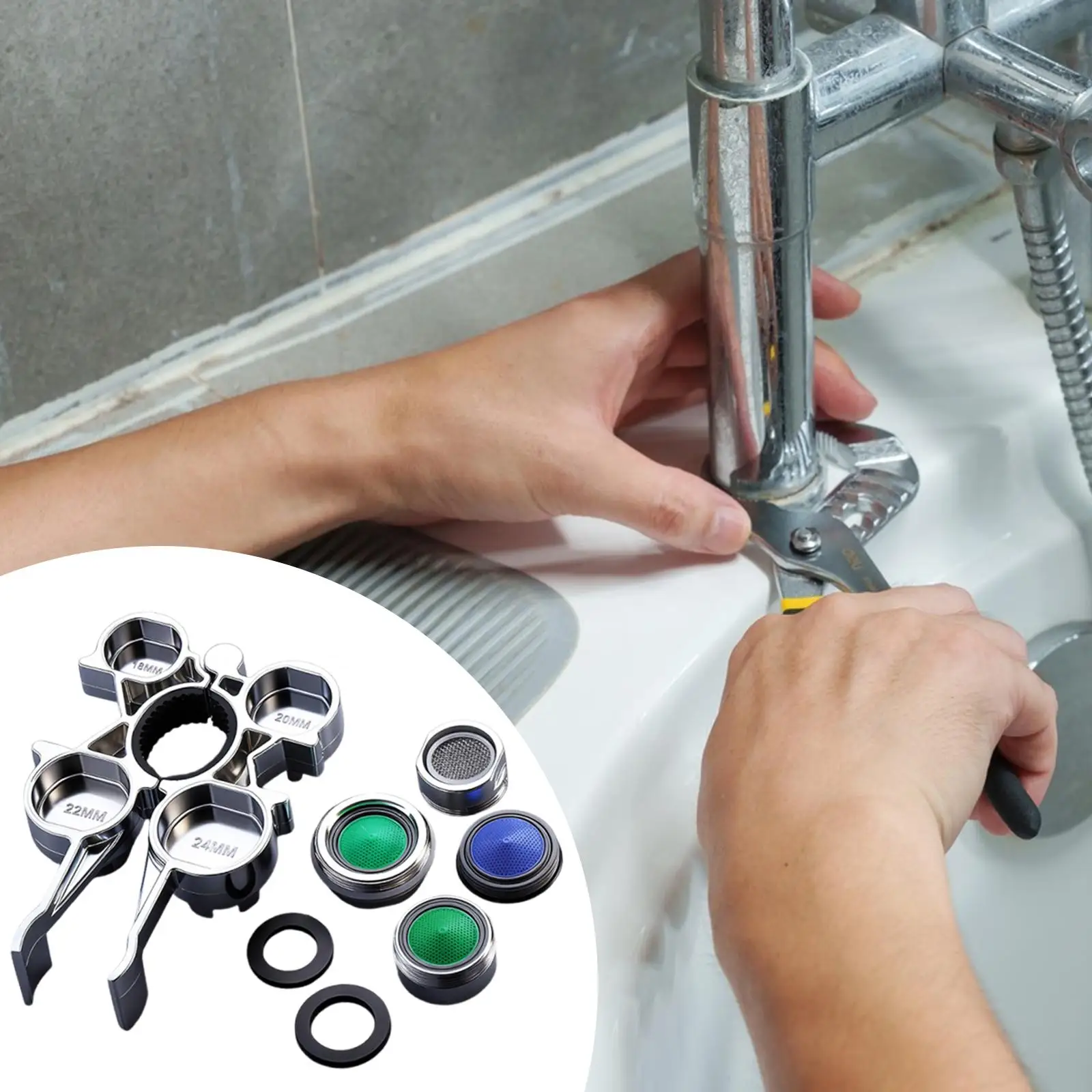 Bathroom Faucet Wrench Practical Alloy Aerator Wrench with Replace Water Tap