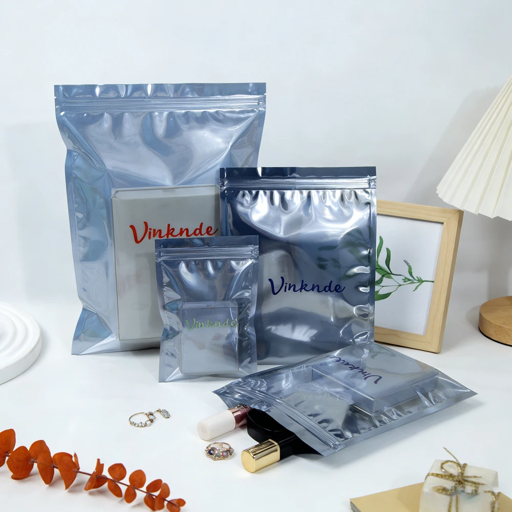 

Personalization Logo 100pcs Antistatic ESDD Packing Bags with Shielding Reusable Zipper Candy Makeup Brush Clothing Dust Pouches