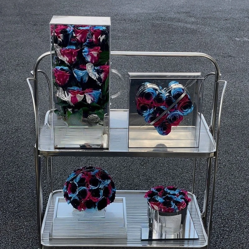 Starry sky rose hug bucket, acrylic portable flower box, immortal flower rose